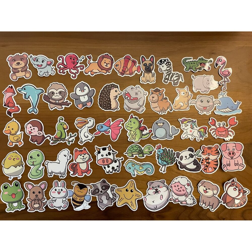 Cute Kawaii Animal Vinyl Waterproof 50 PCS Stickers (SKU: 56ST)